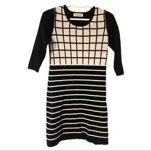 Pink Rose Black White Patterned Sweater Dress!